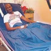 Ace musician, Innocent Idibia, also known as Tu-Face, in his hospital bed in Lagos.Photo: David Ajiboye